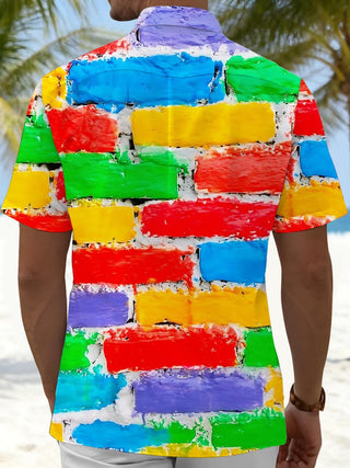 men's colorful shirt back view