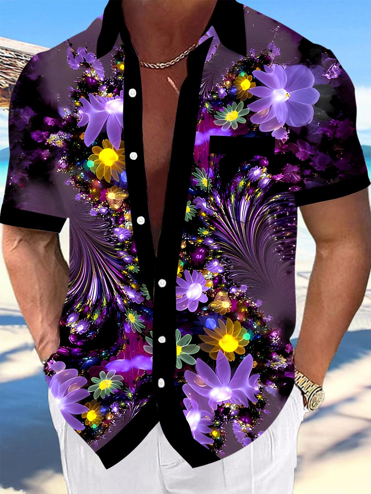 Floral Men's Pocket Short Sleeve Shirts