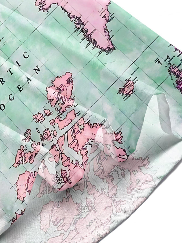 men's map print shirt summer vacation