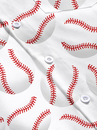 men's baseball print short sleeve flat lay shirt