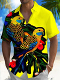 Parrot Print Men's Pocket Short Sleeve Shirts