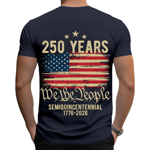 Men casual short sleeve American flag print graphic t-shirt lifestyle view for Independence Day