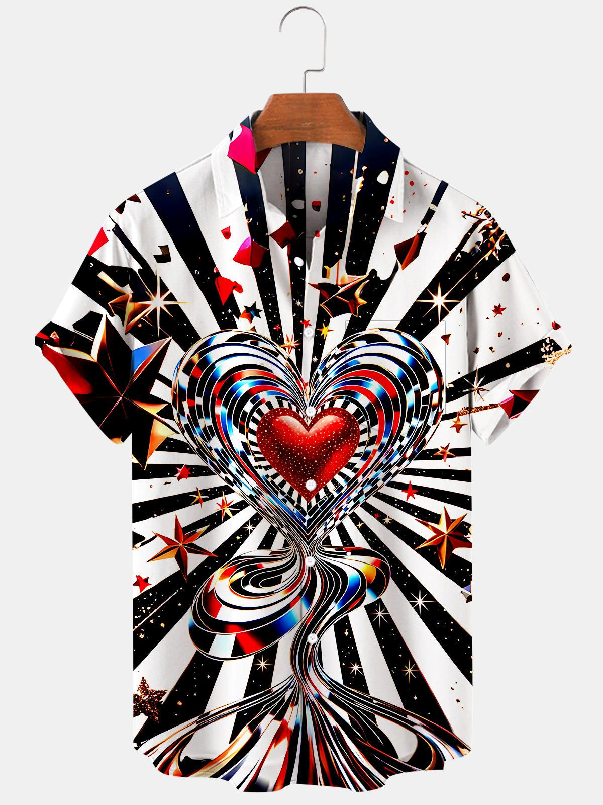 Heart Men's Pocket Short Sleeve Shirts