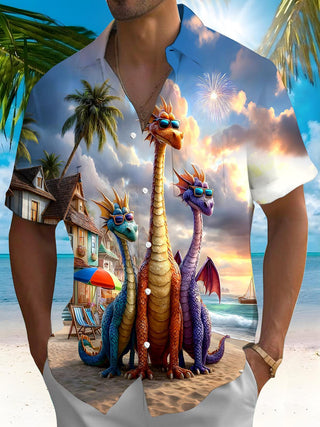 men's Hawaiian shirt front view vacation resort wear