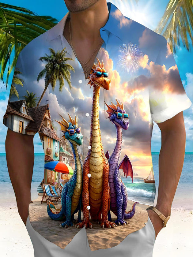 men's Hawaiian shirt front view vacation resort wear