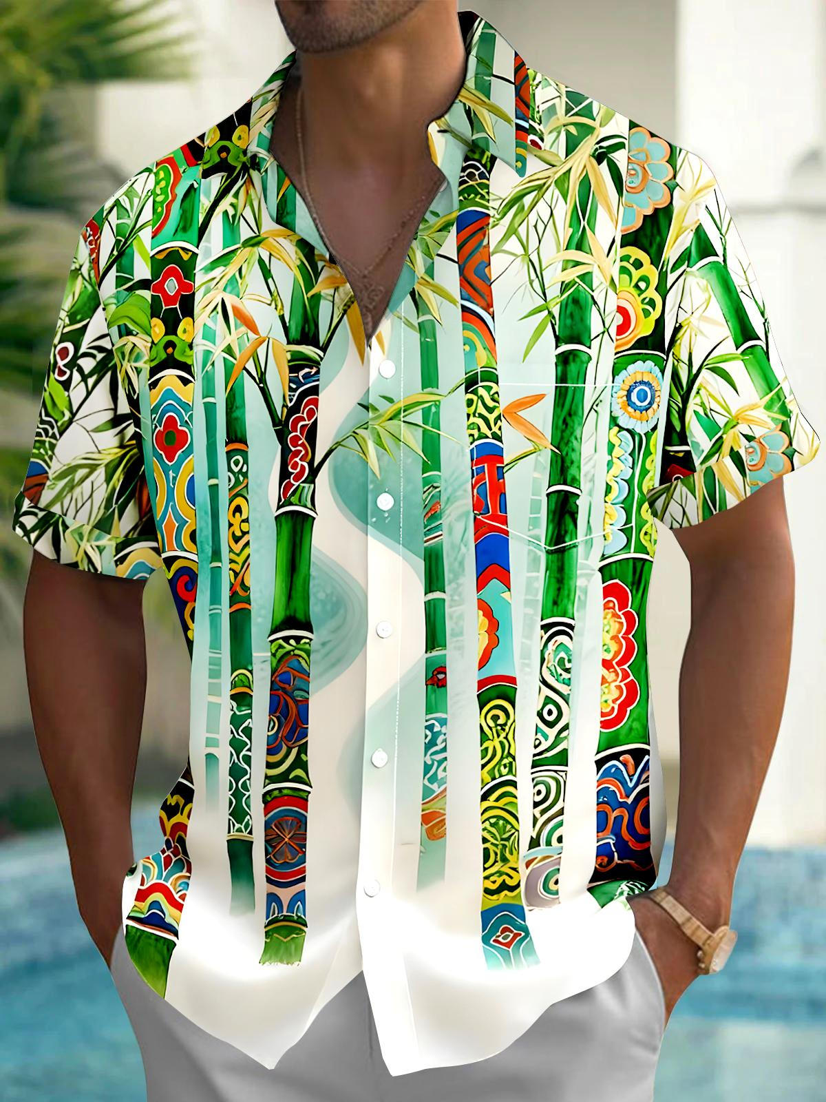 Bamboo Forest Men's Pocket Short Sleeve Shirts