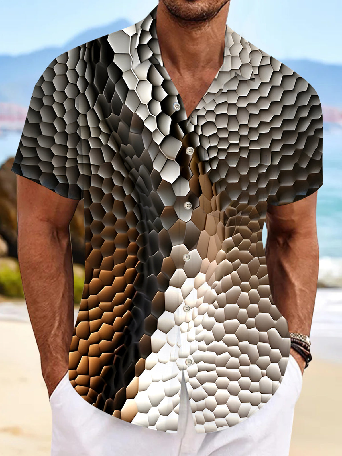 Geometry Men's Pocket Short Sleeve Shirts