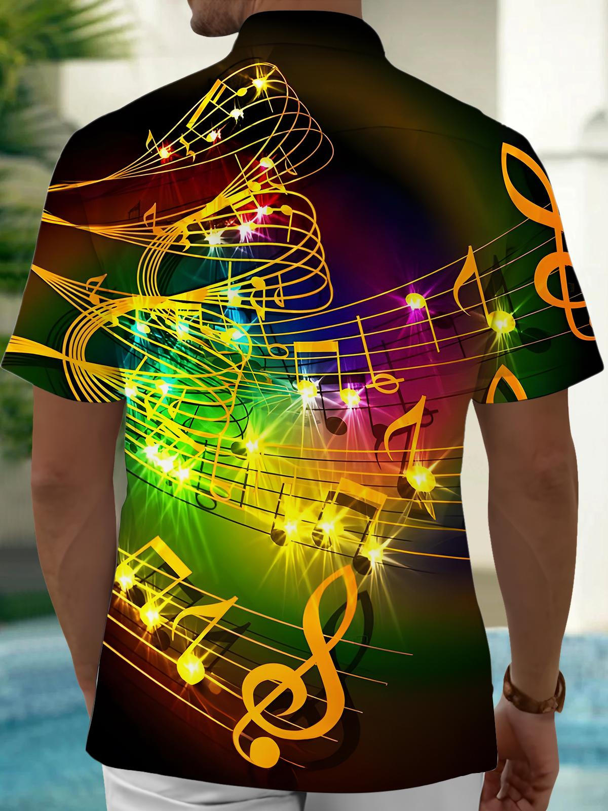 Musical Note Men's Pocket Short Sleeve Shirts