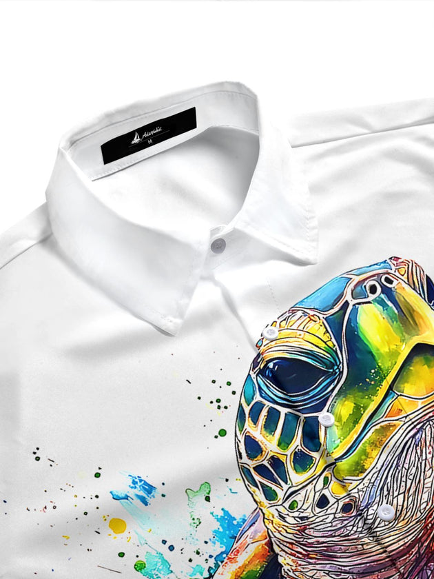Hawaiian Sea Turtle Men's Pocket Short Sleeve Shirts