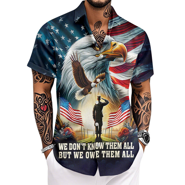 Patriotic Hawaiian Shirts for Men 250 Years Eagle Flag Patriotic Button Up Shirt Hawaiian Outfit for Parade sweetie