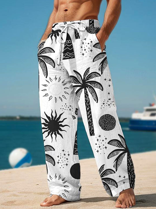 men's Hawaiian casual pants front view tropical beach vacation