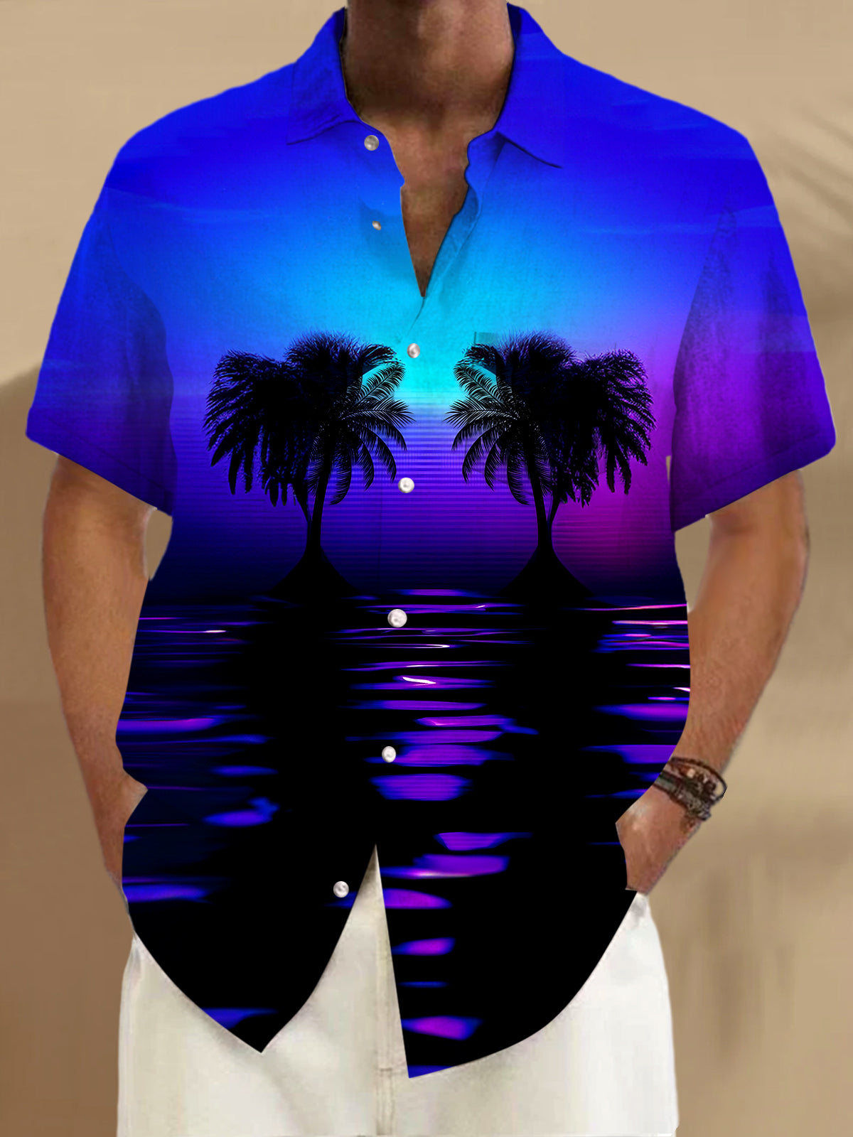 Coconut Tree Men's Pocket Short Sleeve Shirts