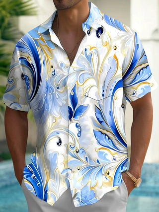 Men's abstract print short sleeve shirt front view