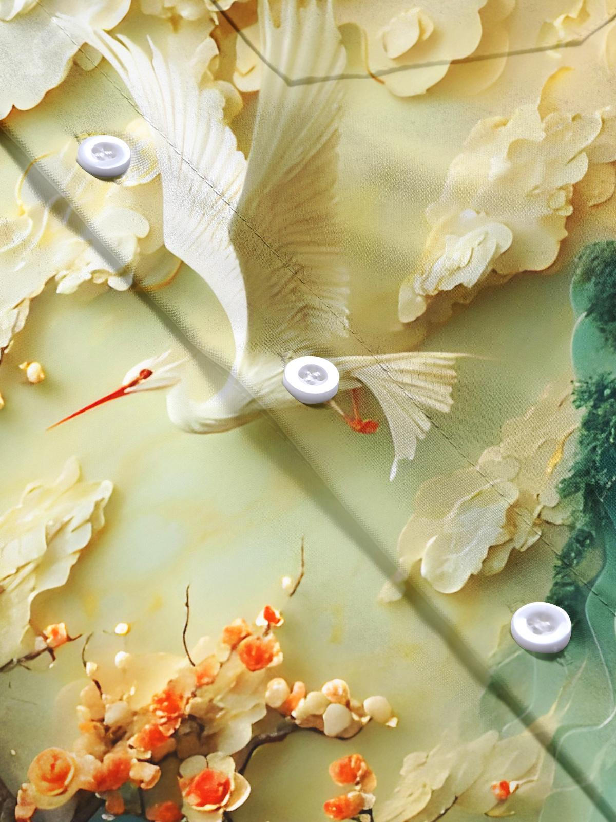 Floral Cranes Men's Pocket Short Sleeve Shirts