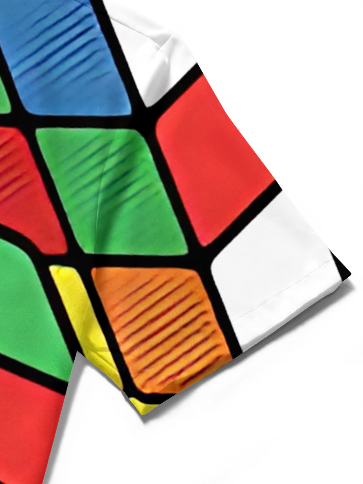Rubik's Cube Print Men's Pocket Short Sleeve Shirts