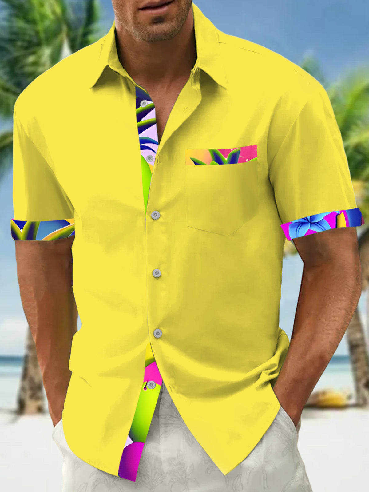 Fruit Men's Pocket Short Sleeve Shirts