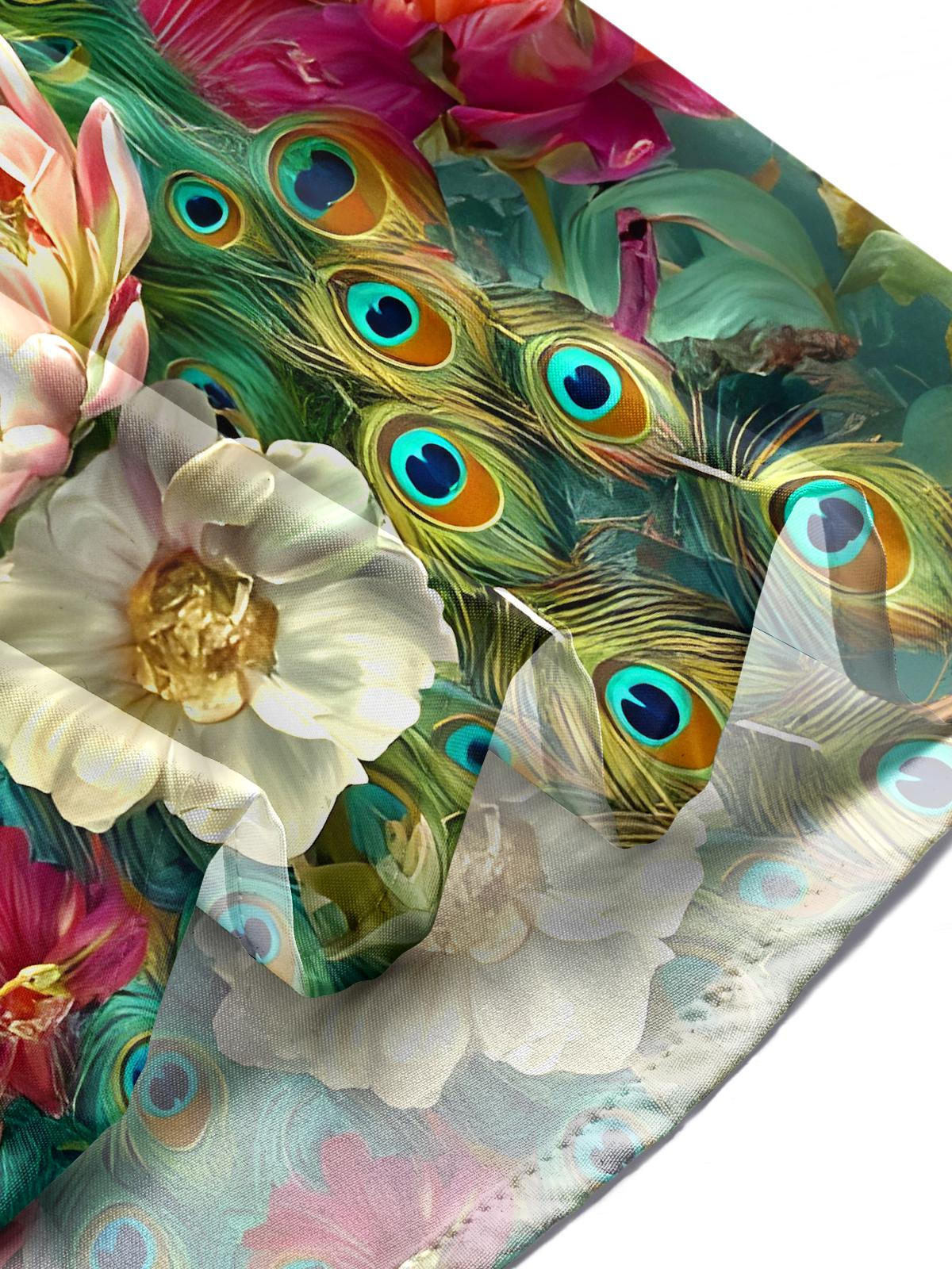 Peacock Floral Men's Pocket Short Sleeve Shirts