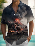 Dinosaur Volcano Men's Pocket Short Sleeve Shirts