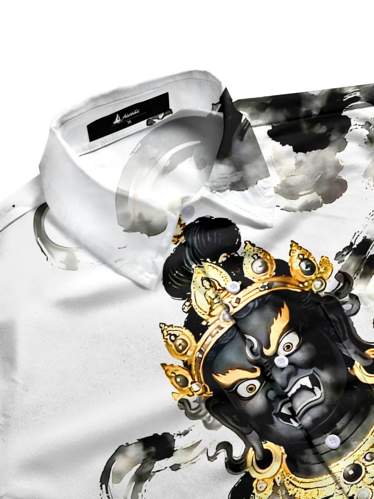 Buddhism Black Jambhala Men's Pocket Short Sleeve Shirts