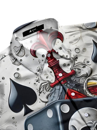 men's gothic print shirt side view