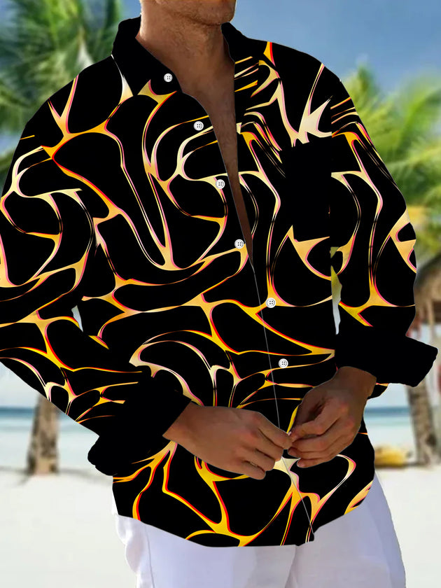Men's abstract print long sleeve shirt front view