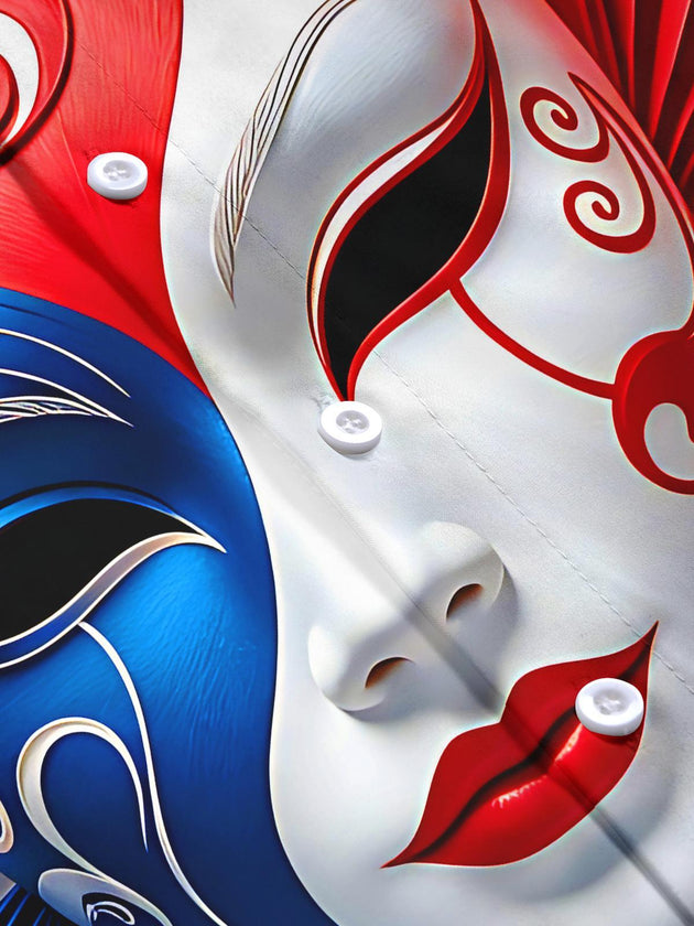Art Venetian Mask Red Blue White Face Women's Short Sleeve Shirts