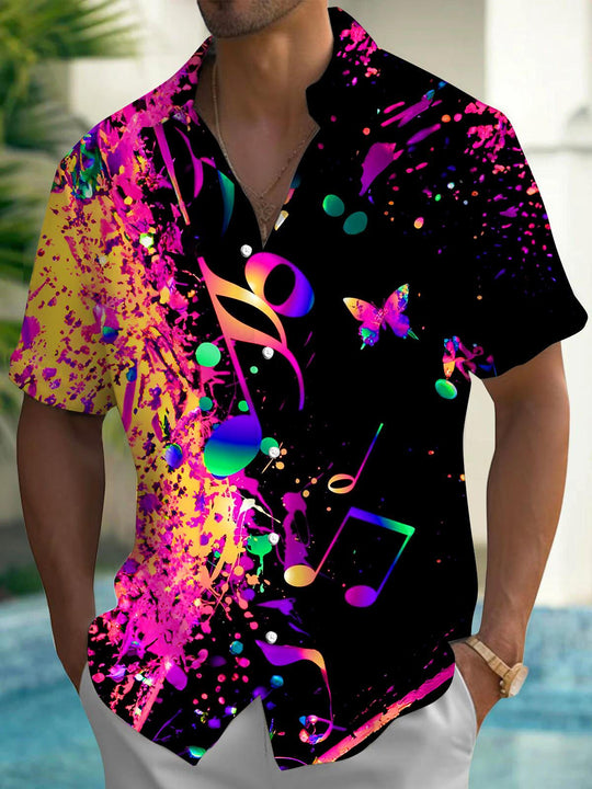 men's butterfly print shirt front view