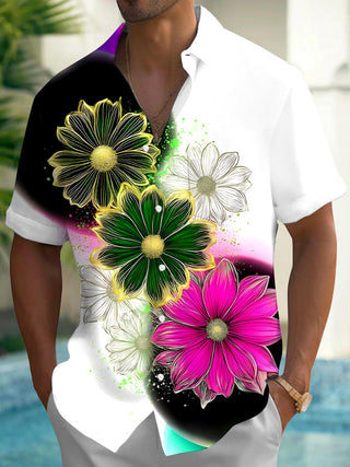 men's Hawaiian shirt front view tropical beach vacation