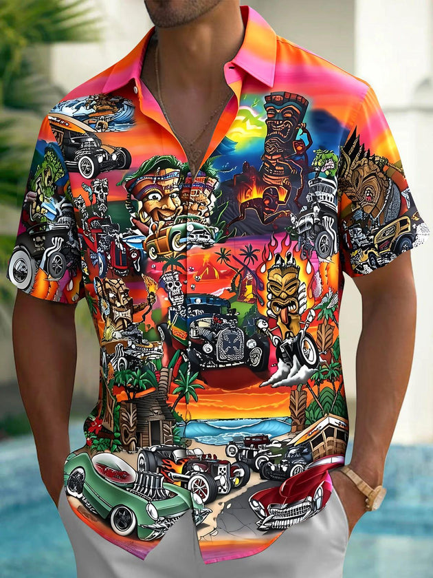 Hawaiian Tiki Men's Pocket Short Sleeve Shirts