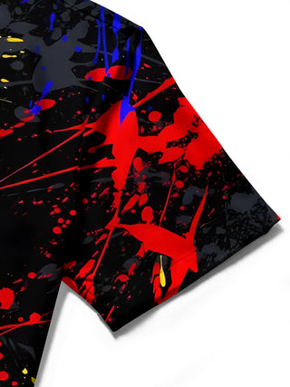 men's abstract print shirt close-up short sleeve