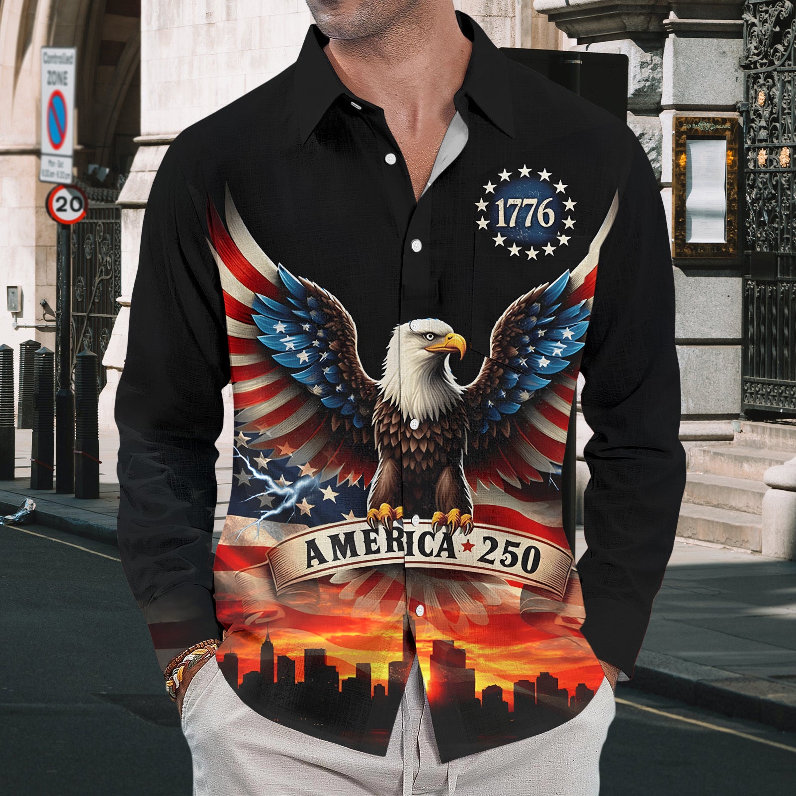 men's button up shirt Independence Day view 21
