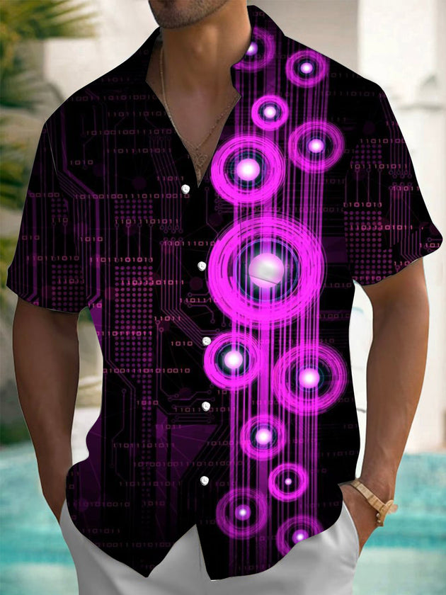 men's geometric print shirt front view