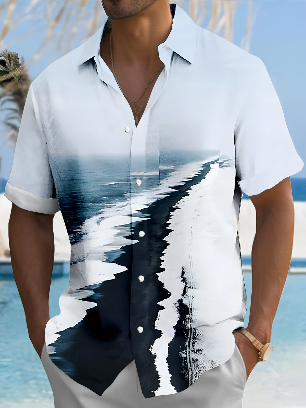 Sea Wave Men's Pocket Short Sleeve Shirts