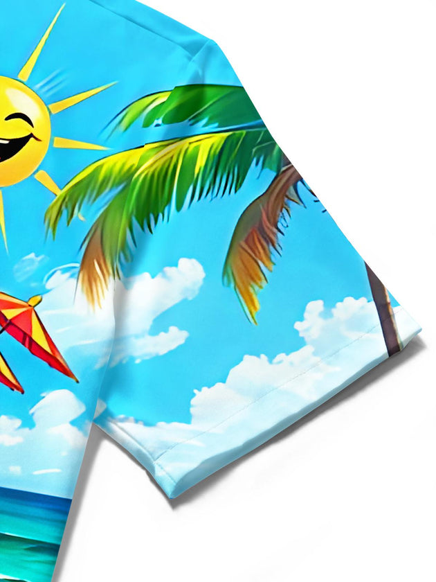 Fun Hawaiian Pineapple Coconut Sun Men's Pocket Short Sleeve Shirts