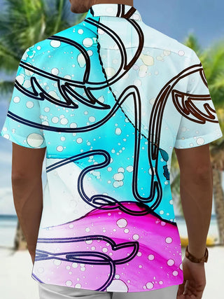 Men's abstract art print short sleeve shirt back view
