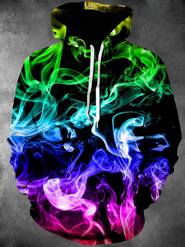 Men's abstract print long sleeve hoodie front view