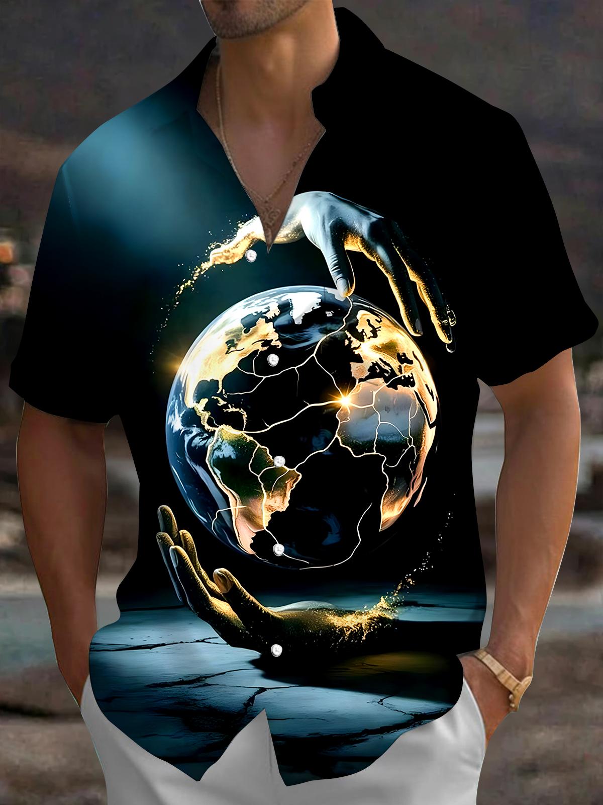 men's art print shirt front view