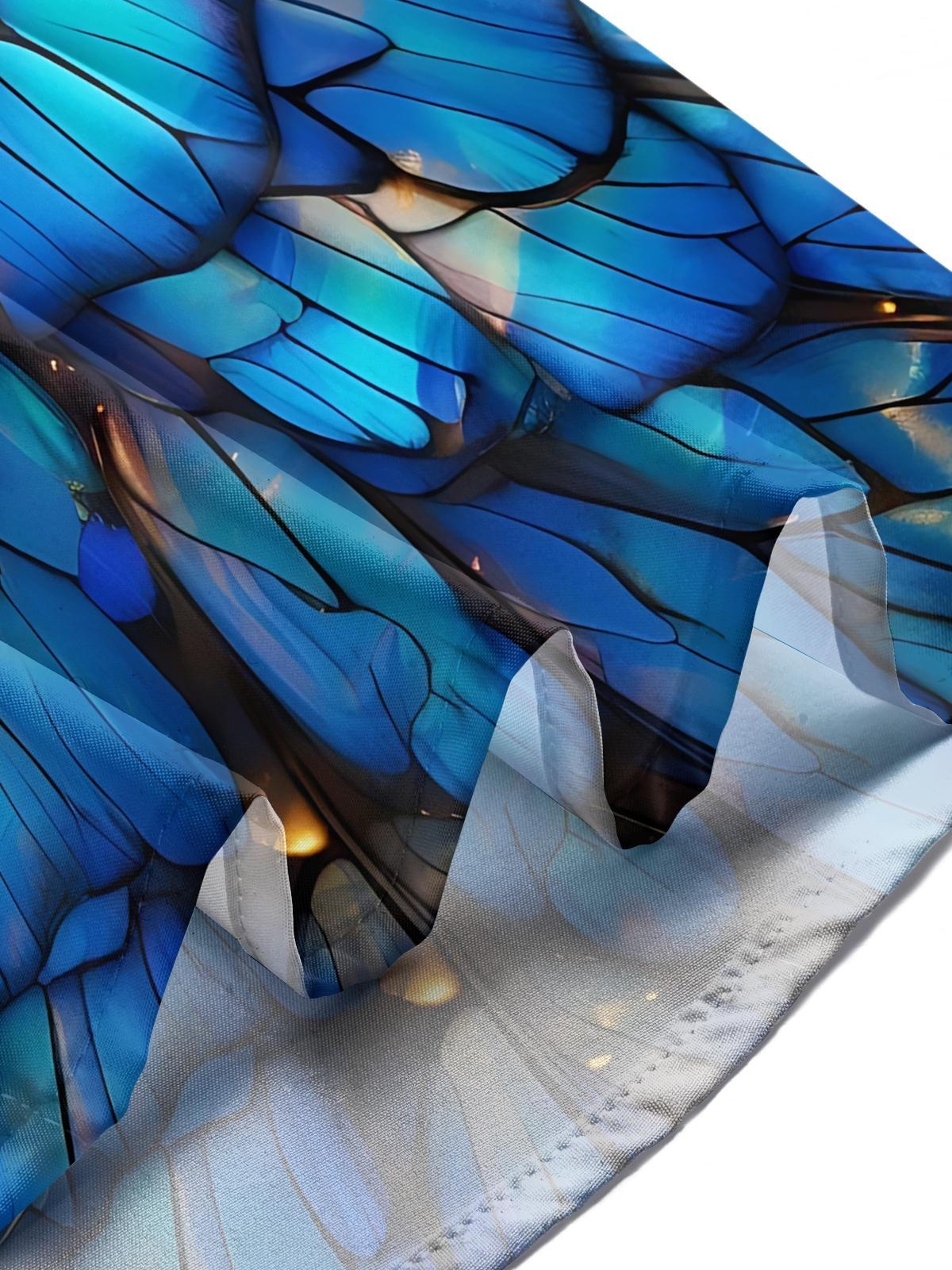 Butterfly Wing Print Men's Pocket Short Sleeve Shirts