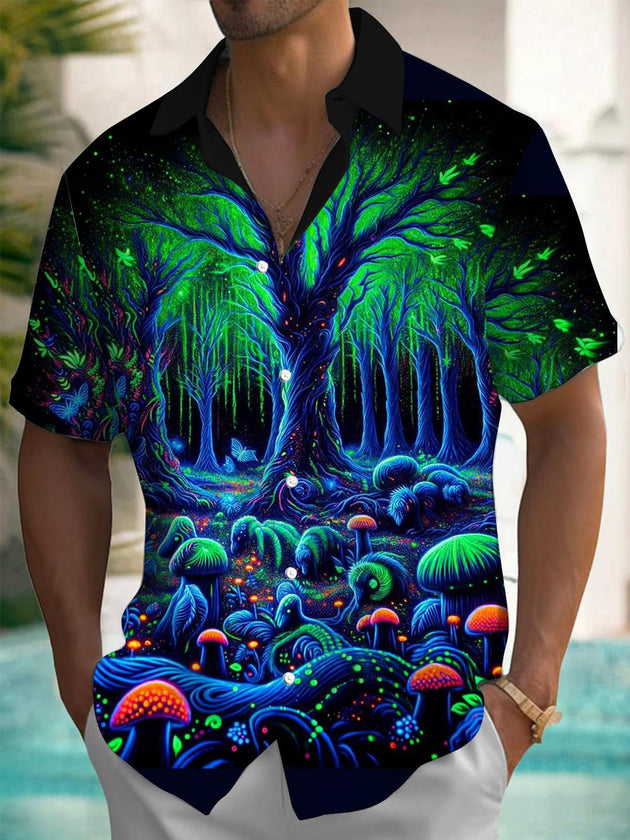 men's mushroom print shirt front view