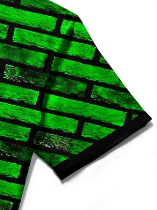 men's geometric print shirt close-up short sleeve
