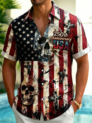men's skull print shirt front view