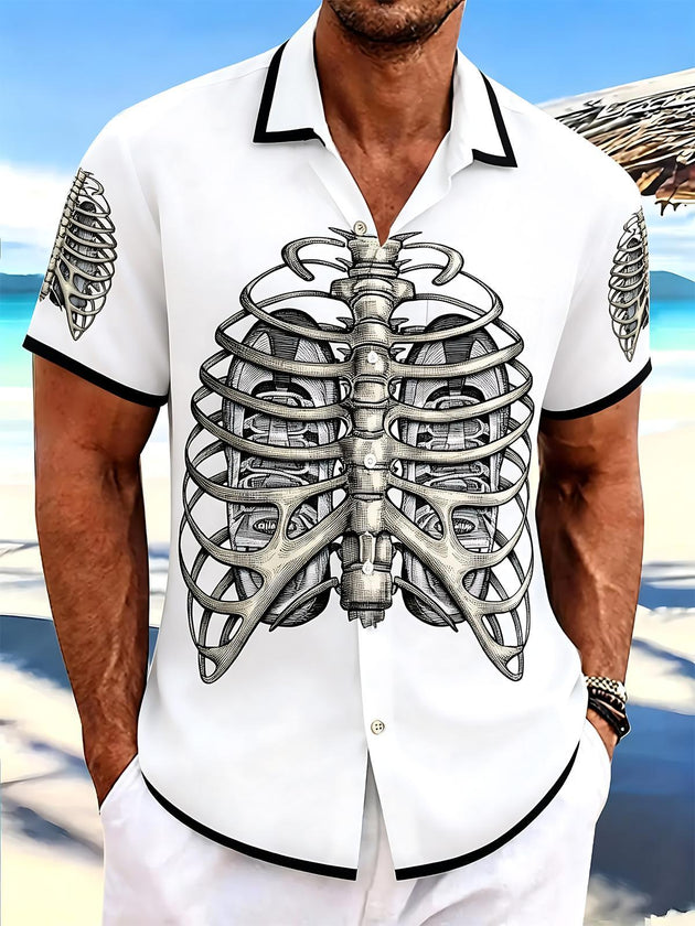 men's skull print shirt front view