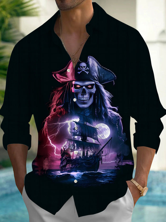 men's skull print shirt front view