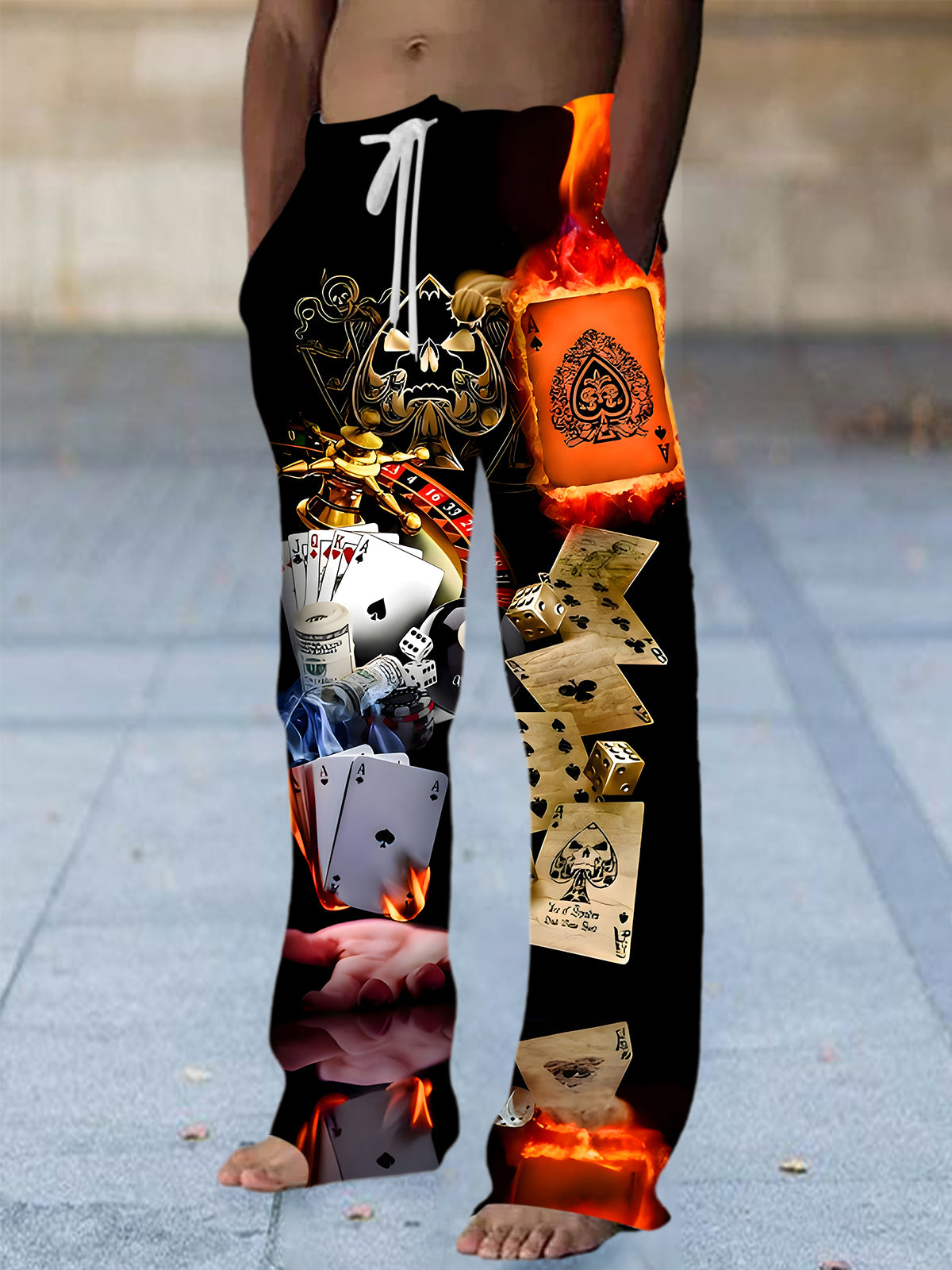 Poker Dice Men's Casual Elastic Waist Pants