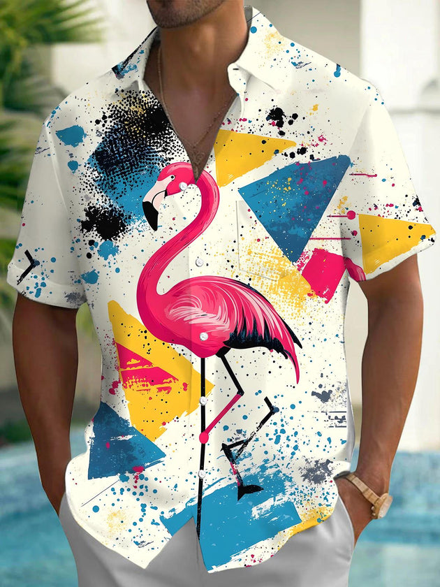 Men's short sleeve pocket shirt back view