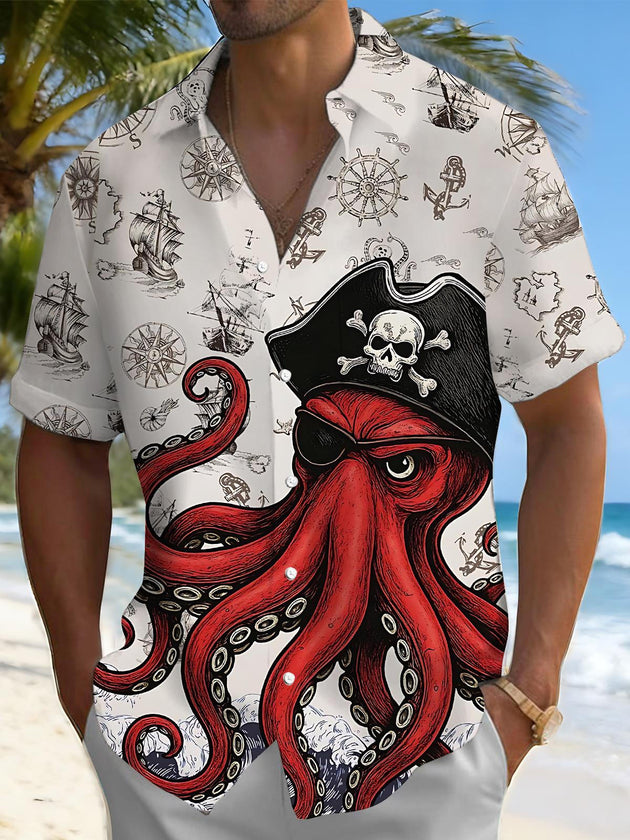 men's octopus print shirt front view