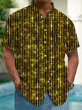 Geometric Print Short Sleeve Men's Shirts With Pocket