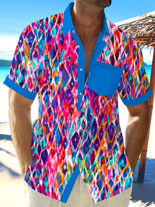 men's patterned sweater shirt front view