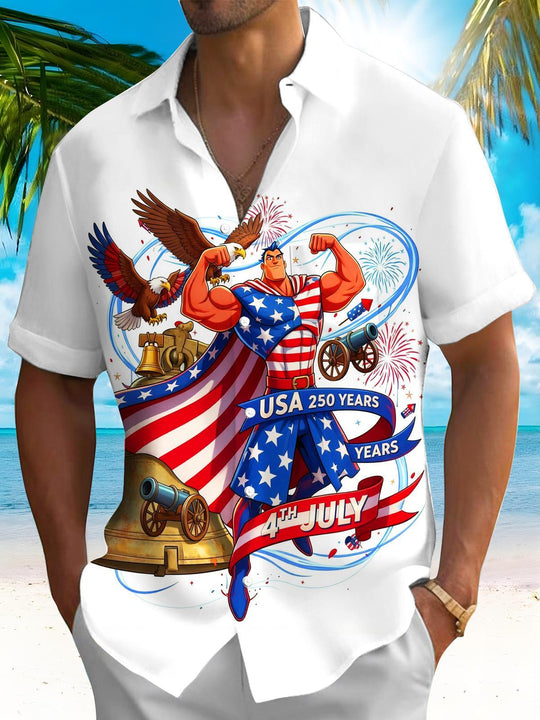men's eagle print shirt front view