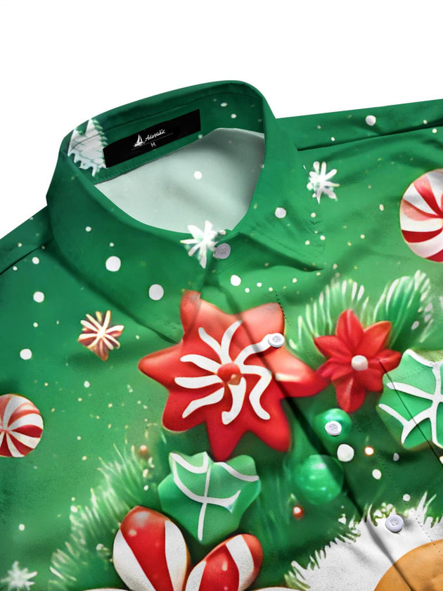 men's festive gingerbread man print pocket full sleeve shirt side view